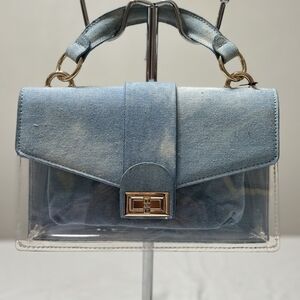 Stylish Blue Denim and Clear Handbag
